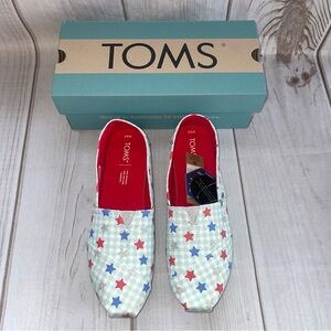 Toms Women’s 8.5 Alpargata Glitter Star Glow In The Dark Shoes 4th of July New